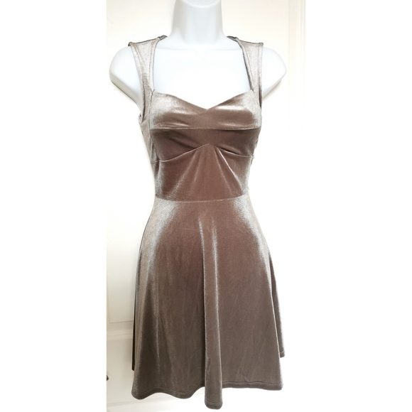 Silvery grey velvet Party Dress Stretch Skater fit & flare - Picture 8 of 8